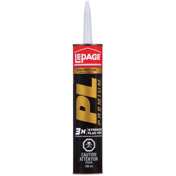 LePage PL Premium Construction Adhesive Glue, Indoor/Outdoor, Weather & Waterproof, 295-mL S0