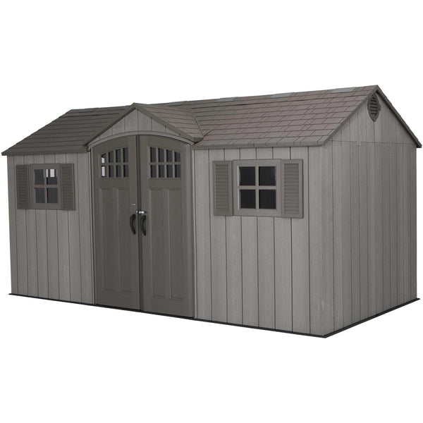 Lifetime Outdoor Storage Shed with Dual Side Entry, Dark Grey Roughcut, 15 x 8-ft L9