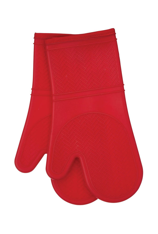 MASTER Chef 2pc Silicone Oven Mitt Set, Non-Slip Grip, Red S8