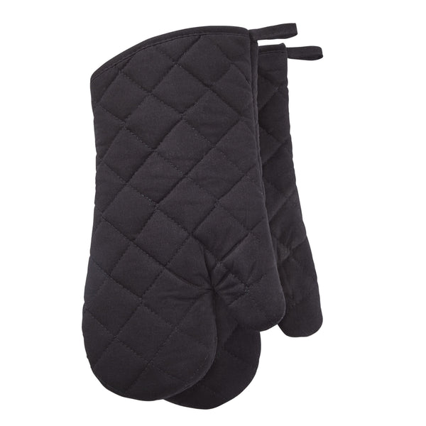MASTER Chef Cotton Oven Mitt Set, Black, with Hanging Loops, 2-pc, Machine Washable N6