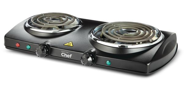 MASTER Chef Double Burner Hot Plate, Black, 1500W V8