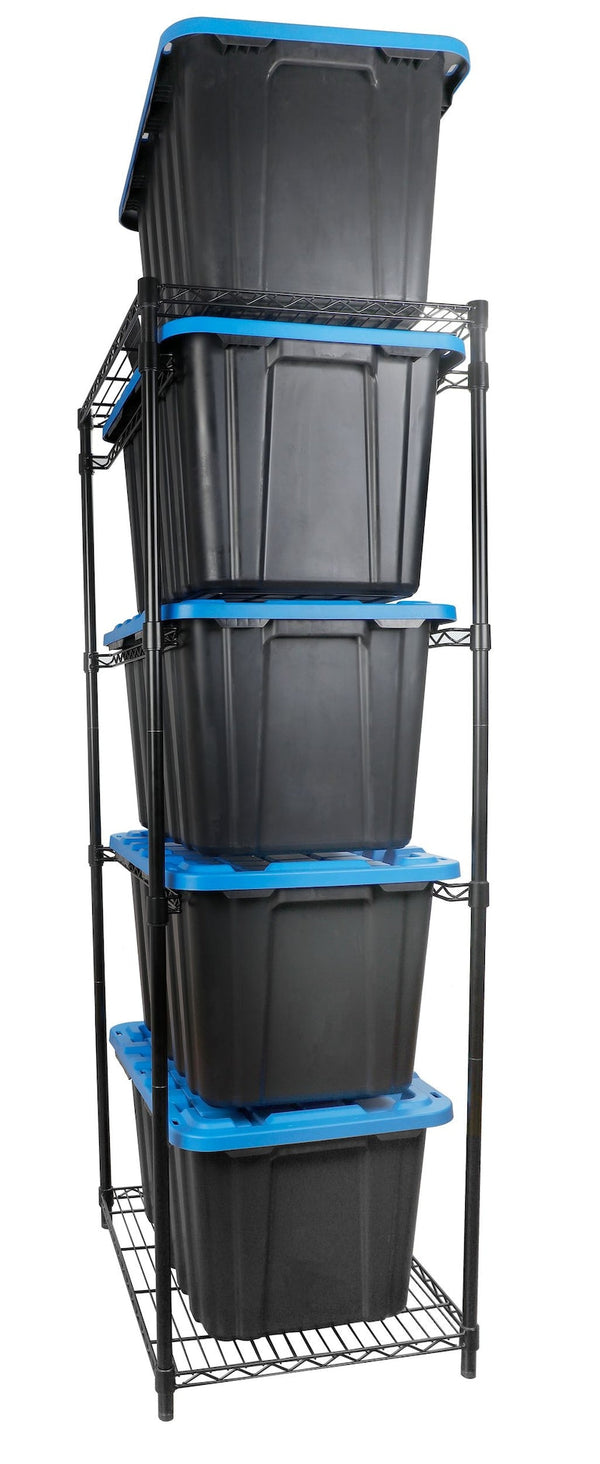 Mastercraft 5-Tier Steel Tote Storage Rack, Black, Totes Not Included B7