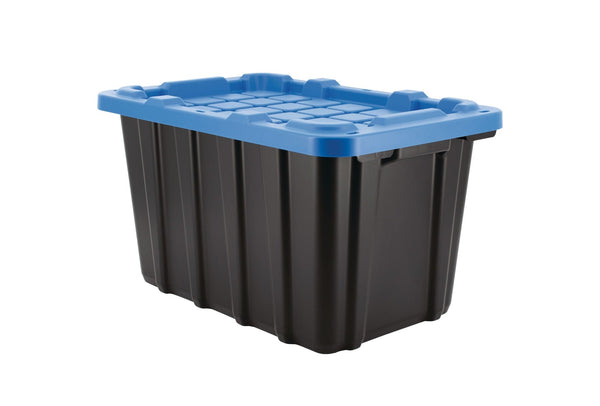 Mastercraft Heavy Duty Stackable Storage Box with Lid, 45-L, Black/Blue R9