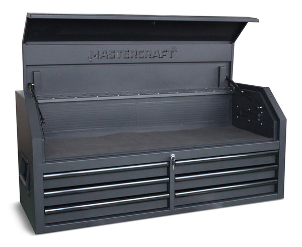 Mastercraft Tool Chest with 6 Drawers, Power Bar with USB, Black, 52-in Q6
