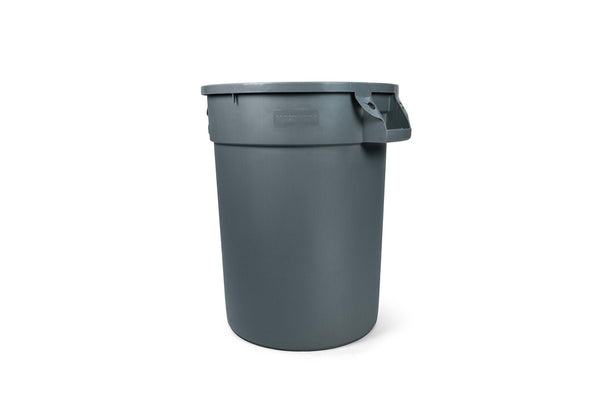 MAXIMUM Commercial Circular Outdoor Garbage Can with Lid, Grey B4