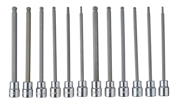 MAXIMUM Long-Arm Ball End Bit Socket Set, 3/8-in, 12-pc M4