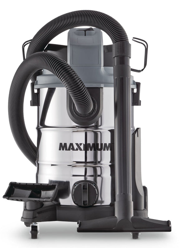 MAXIMUM VKD811SW 5.5 Peak HP Stainless Steel Wet/Dry Shop Vacuum with Hose and Accessories, 30-L A8