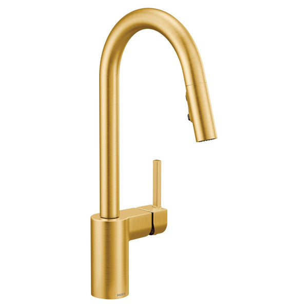 Moen Align Single Handle High Arc Pull Down Sprayer Kitchen Faucet, Brushed Gold D3