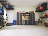 NewAge Bold 3.0 Series 24-Gauge Steel Garage Cabinetry Set with Stainless Steel Top, Partial Assembly, 96-in x 18-in x 72-in, 6-pc