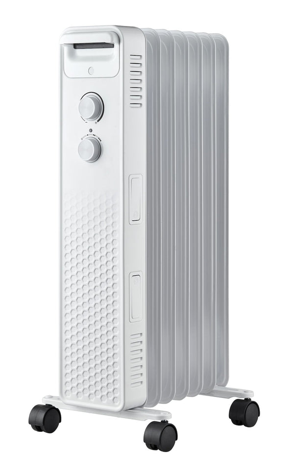 NOMA 3-Setting Mechanical Oil Filled Heater with Adjustable Thermostat, Castors & Handle, 1500W, White A6