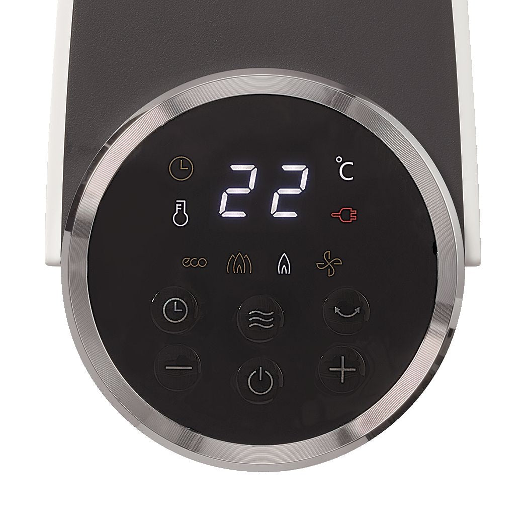 NOMA Digital Tower Ceramic Heater withRemote Control & Thermostat, 1500W, White, 24-in