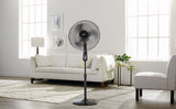 NOMA Oscillating Pedestal/Stand Fan with Remote Control, 3-Speed, Black, 18-in