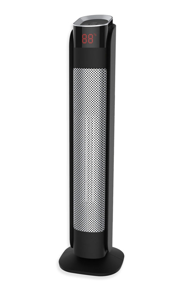 NOMA Oscillating Tower Ceramic Heater withRemote Control & Thermostat, 1500W, Black, 30-in S2