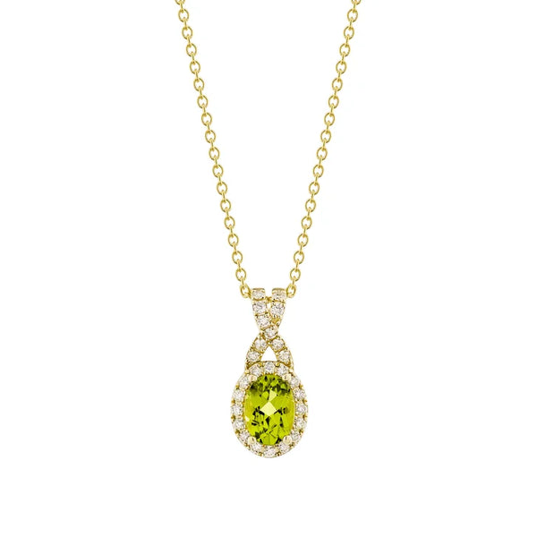 Oval Cut Peridot and Diamond Pendant (0.19 ctw) A8