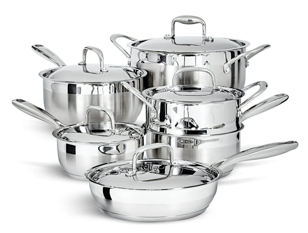 PADERNO Canadian Classic Stainless Steel Cookware Set, Dishwasher & Oven Safe, 11-pc S9