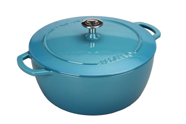PADERNO Cast Iron Dutch Oven, Atlantic Blue, 6.6-L H3