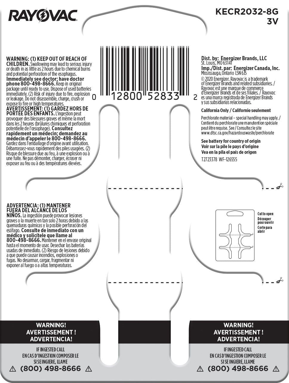 Rayovac CR2032 Lithium Coin Batteries, 8-ct