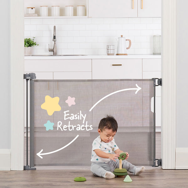 Regalo Retractable Baby Safety Gate, 50-in, Grey W5