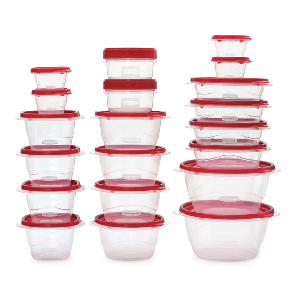 Rubbermaid TakeAlong Rectangle Plastic Food Storage Container Set with Quik Clik Seal Lid, 40-pc I5