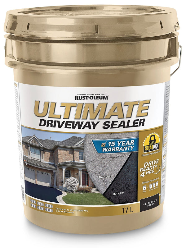 Rust-Oleum 15-Year Ultimate Asphalt Driveway Sealer, 1000 sq. ft Coverage, Ultra Black, 17-L H3