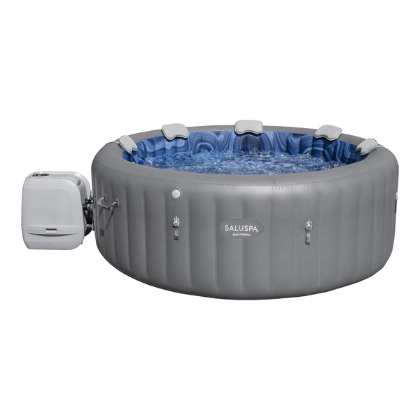 Salu Spa Santorini Grey 7-Person Luxe HydroJet Pro Round Smart Spa, 85-in x 31.5-in K9