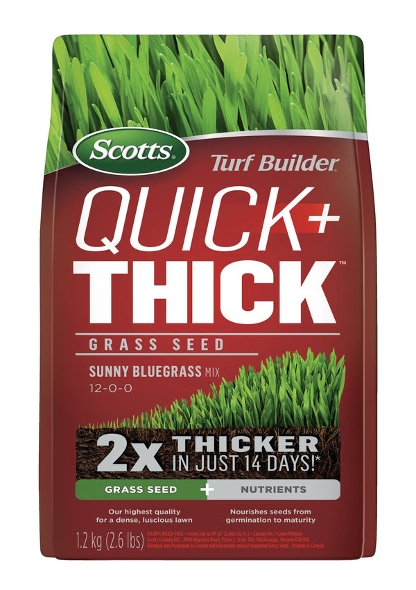 Scotts Turf Builder Quick + Thick Grass Seed Sunny Bluegrass Mix, 12-0-0, 1.2-kg E0