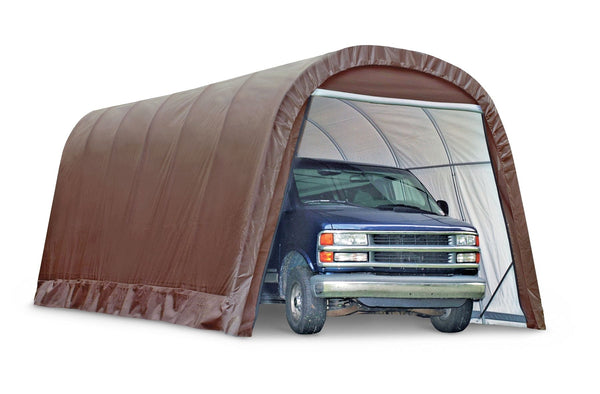 ShelterLogic Heavy Duty Waterproof Round Style Auto Shelter with UV Protection, 12x24x10-ft P6