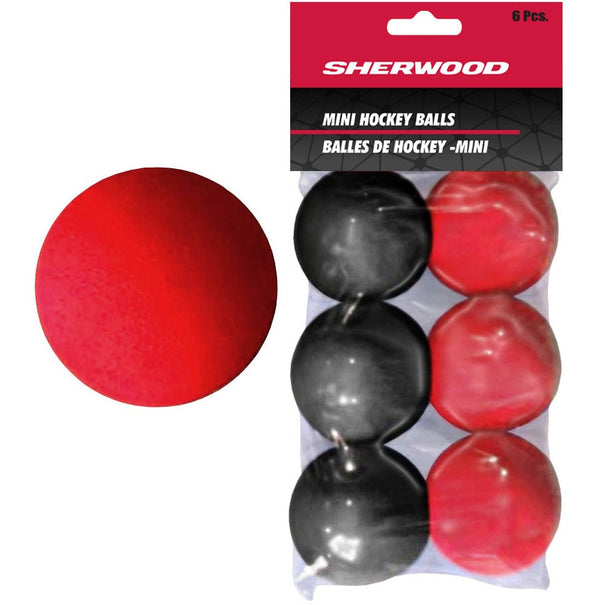 Sherwood Mini Foam Street Hockey Balls, Red & Black, 6-pk A1