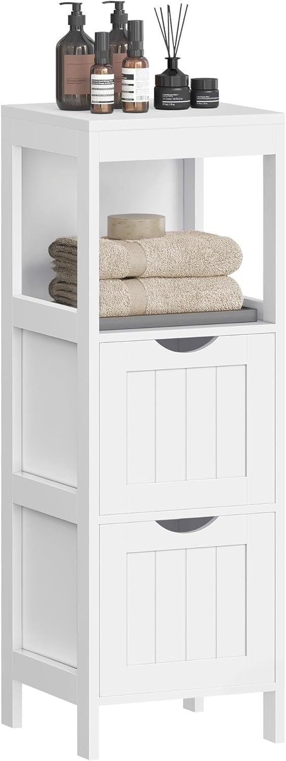 Songmics Home 2-Drawer White Cabinet with Open Shelf H3