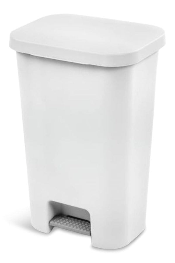 Sterilite Plastic Rectangular Step Garbage Can, White, 45-L L0