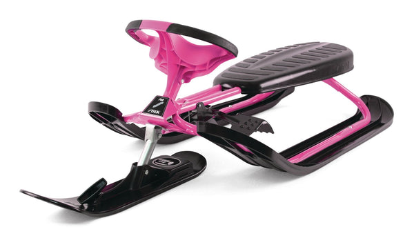 Stiga GT Racer Curve Kids' 1-Person Winter Snow Ski Sled with Steering Wheel & Brakes, Assorted Colours J0