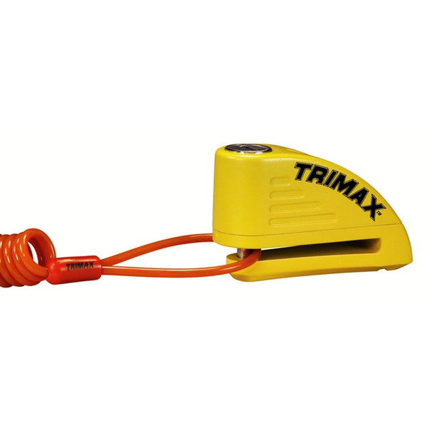 Trimax Alarmed Disc Lock with 8mm Pin, Yellow with Pouch & Cable H9