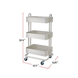 type A Momentum Steel 3-Tier Utility Cart with 4 Wheels, White