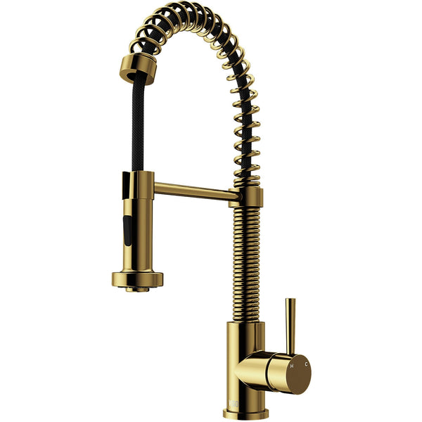 VIGO Edison Single Handle Pull Down Sprayer Kitchen Faucet, Matte Gold P4