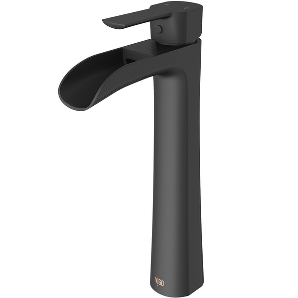 VIGO Niko Single Handle Single Hole Bathroom Sink Faucet, Matte Black T9