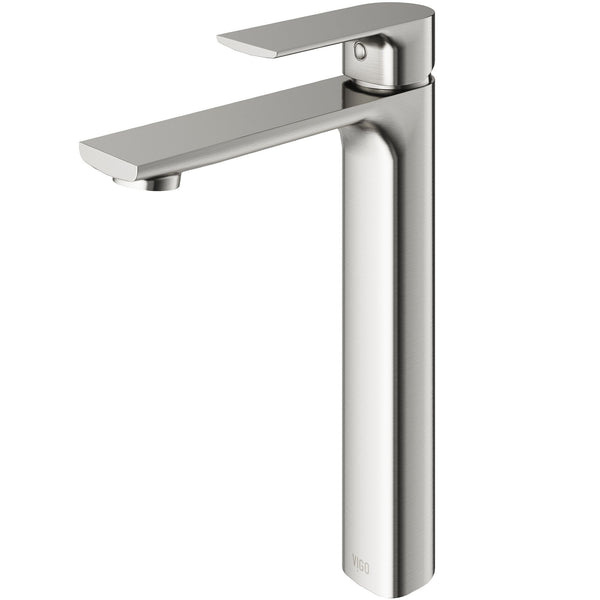 VIGO Norfolk Single Handle Vessel Bathroom Sink Faucet, WaterSense Certified, Brushed Nickel K0