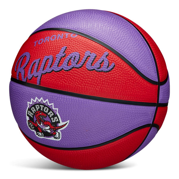 Wilson NBA Toronto Raptors Kids' Mini Outdoor Basketball, Size 3 (22.5-in), Purple/Red T2