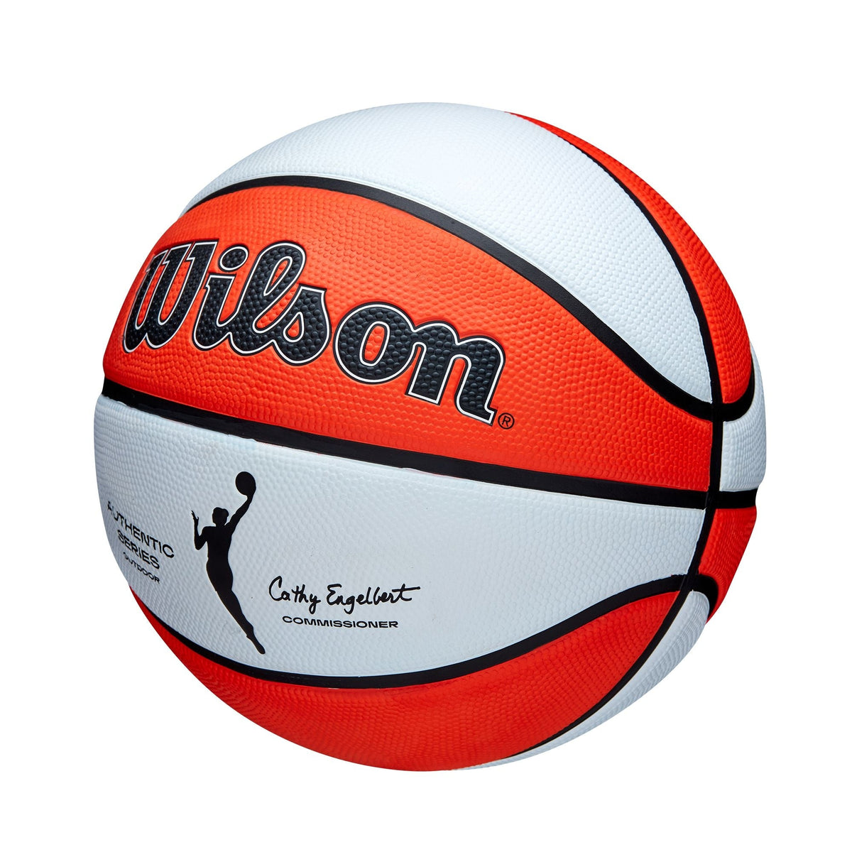 Wilson WNBA Authentic Series Youth Kids' Outdoor Basketball, Size 6 (28.5-in), Orange/White