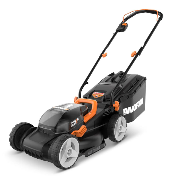 Worx WG934 Power Share 2x20V 2-in-1 Combo Kit, WG779 40V Cordless Mower, 14-in + WG163.9 20V Cordless Grass Trimmer/Edger, 12-in R3